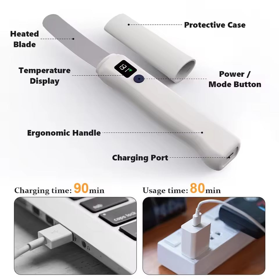 Rechargeable electric butter knife with LED Display